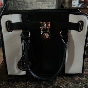 Black and white tote bag